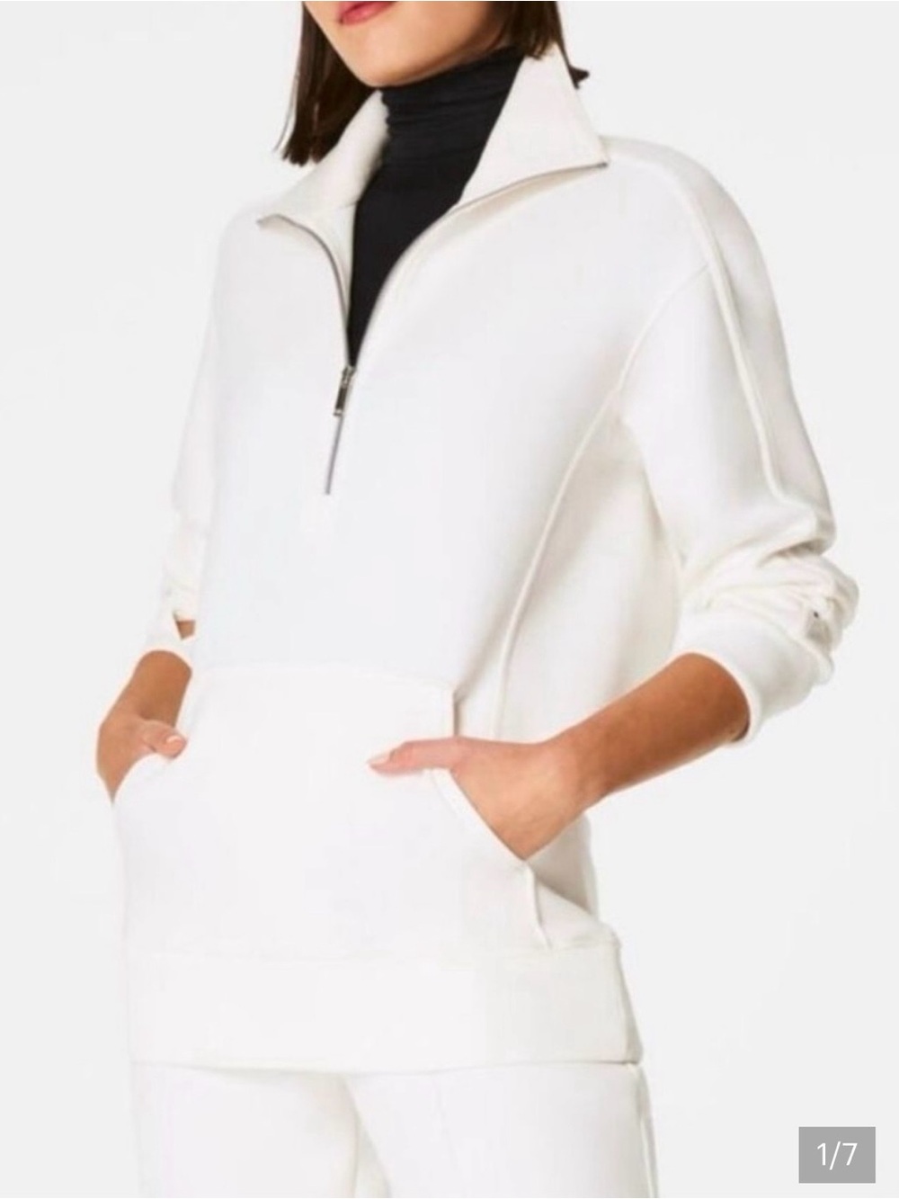 SPANX Airessentials Luxe Half Zip Pullover In Powder Size Medium